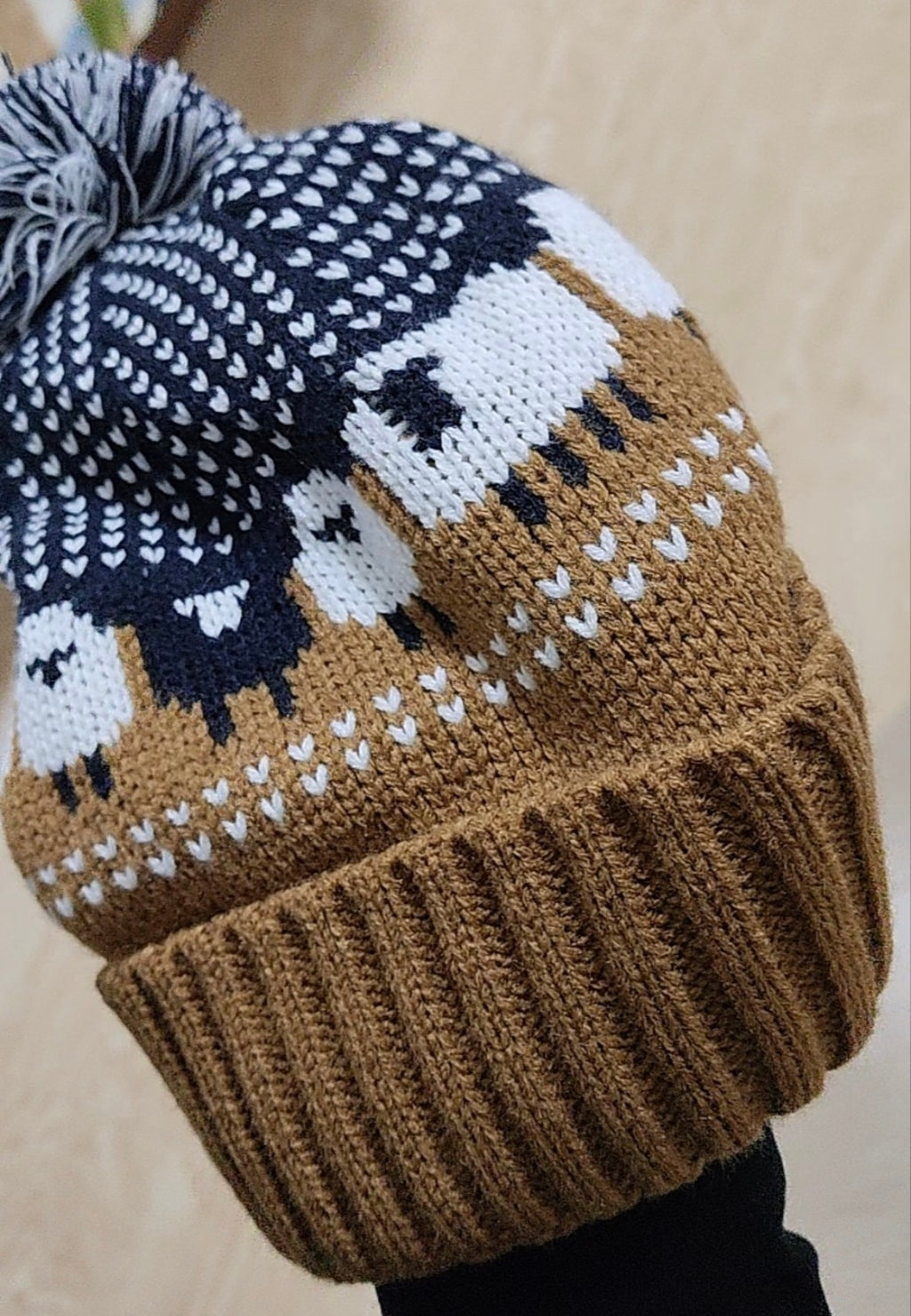 Resident Evil Bryan Hodukavich Brown knit Beanie with Sheep Pattern