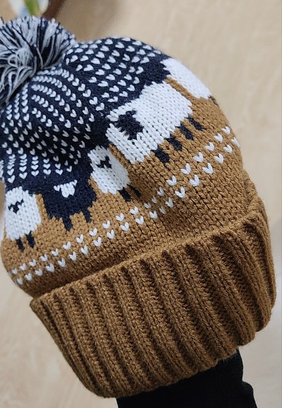Resident Evil Bryan Hodukavich Brown knit Beanie with Sheep Pattern