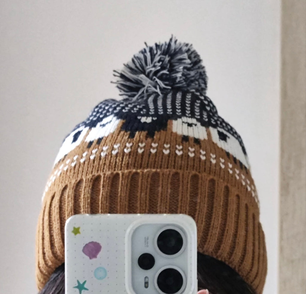 Resident Evil Bryan Hodukavich Brown knit Beanie with Sheep Pattern