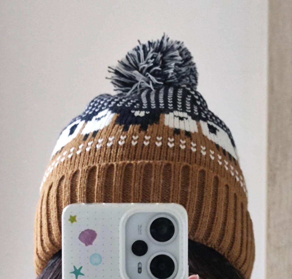 Resident Evil Bryan Hodukavich Brown knit Beanie with Sheep Pattern