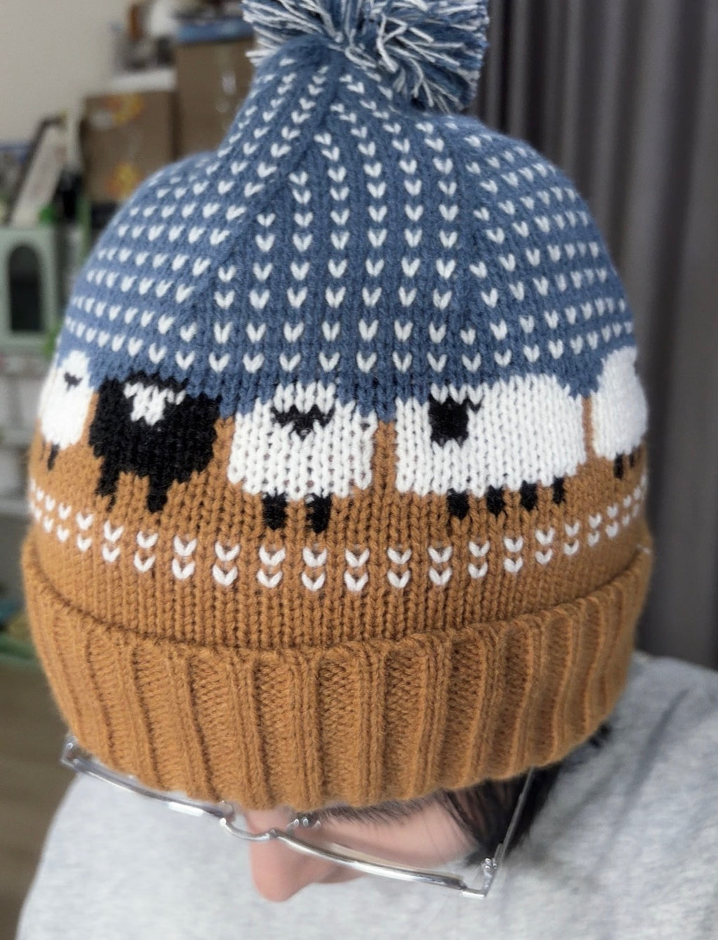 Resident Evil Bryan Hodukavich Brown knit Beanie with Sheep Pattern