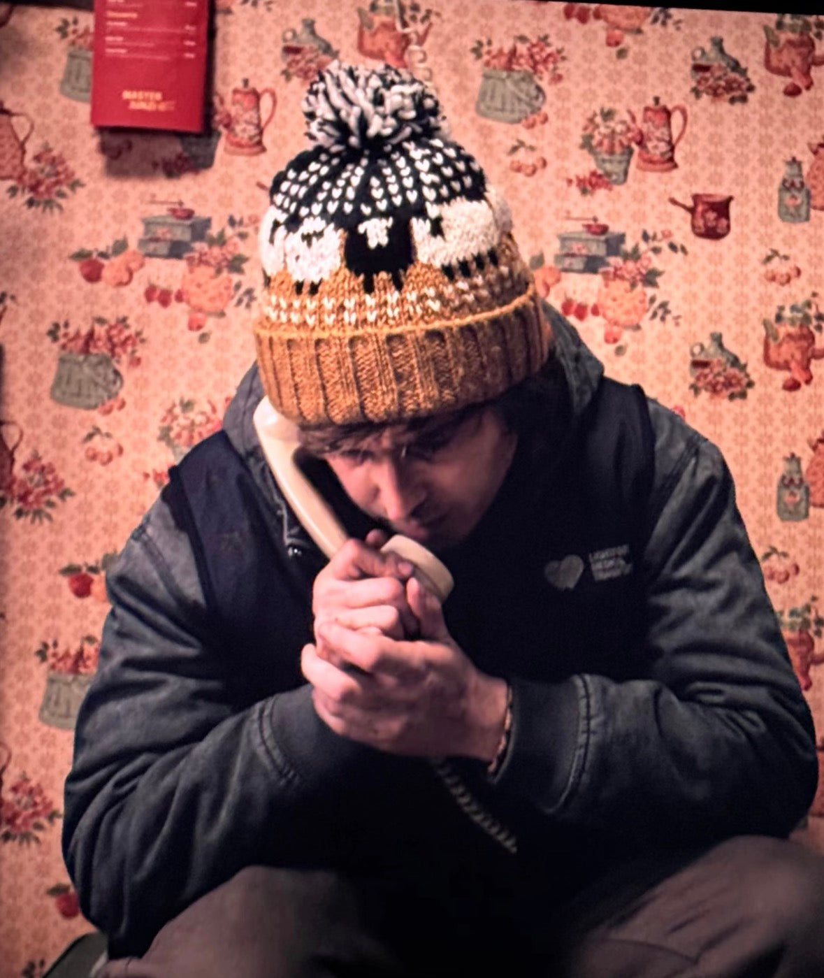 Resident Evil Bryan Hodukavich Brown knit Beanie with Sheep Pattern