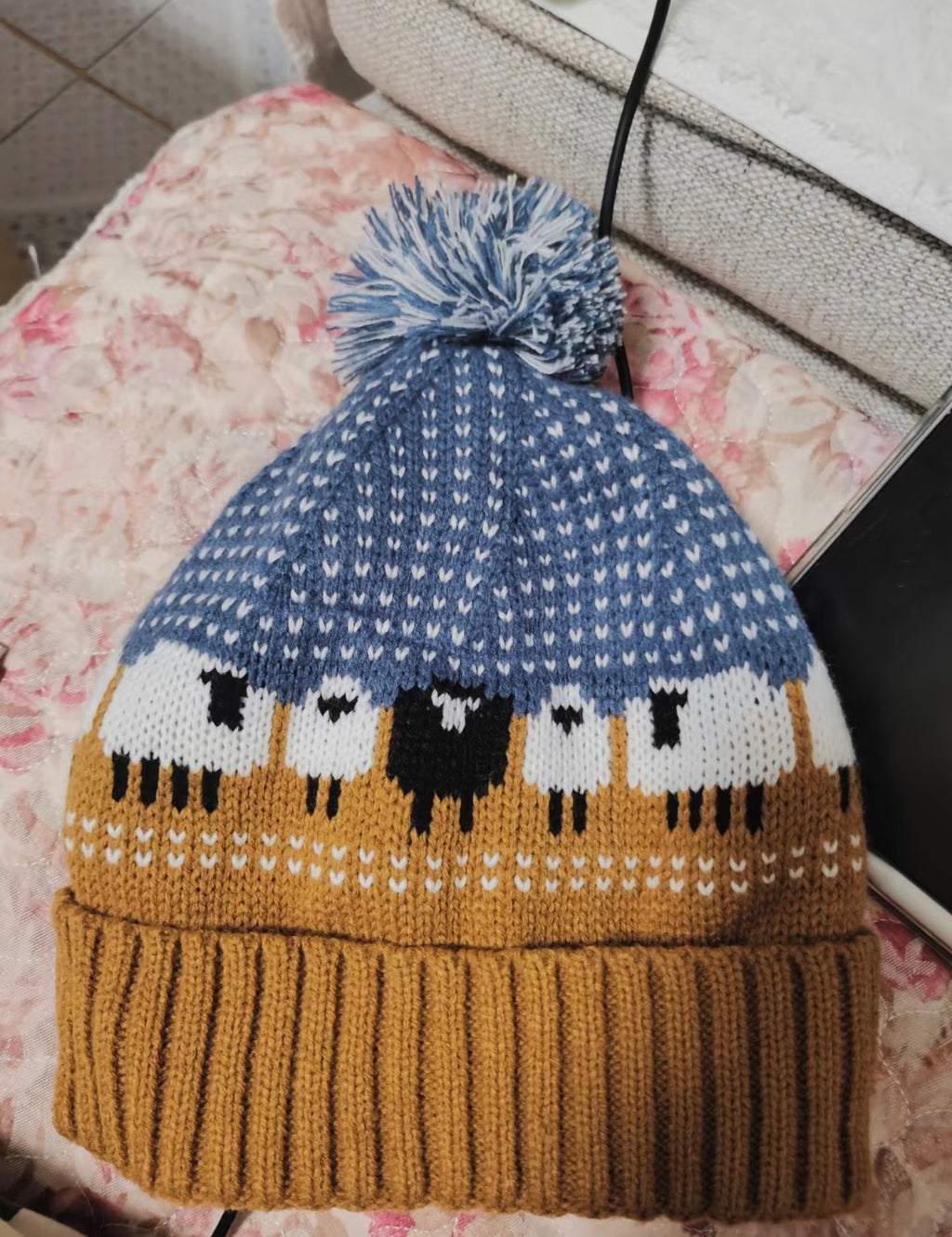 Resident Evil Bryan Hodukavich Brown knit Beanie with Sheep Pattern