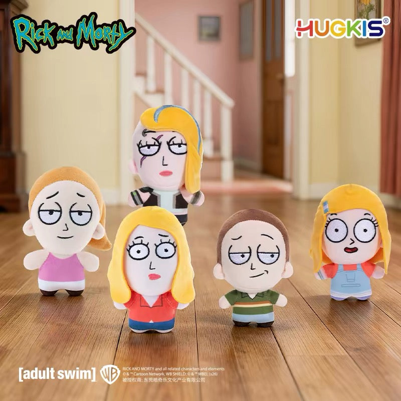 HUGKIS Rick and Morty Plush Clip-On Keychain 12 cm Beth Summer Jerry
