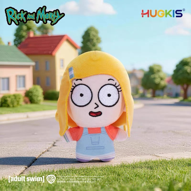 HUGKIS Rick and Morty Plush Clip-On Keychain 12 cm Beth Summer Jerry