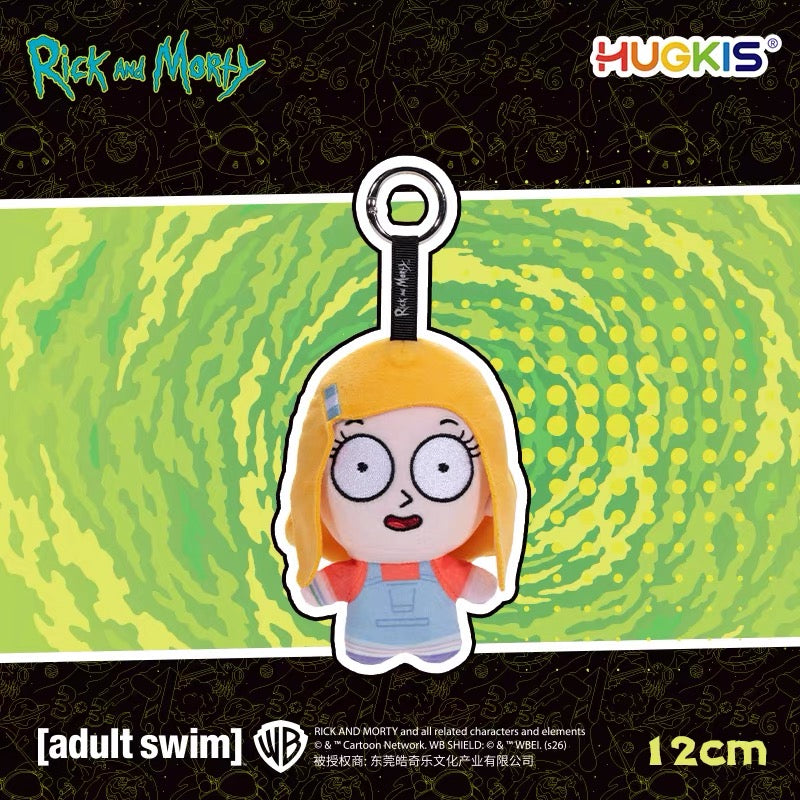 HUGKIS Rick and Morty Plush Clip-On Keychain 12 cm Beth Summer Jerry