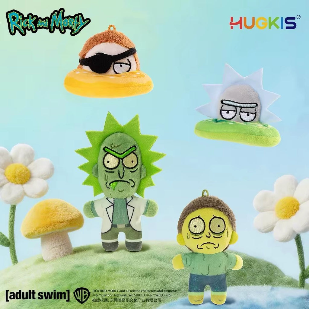 HUGKIS Rick and Morty Plush Magnetic Clip-On Blind Box Keychain