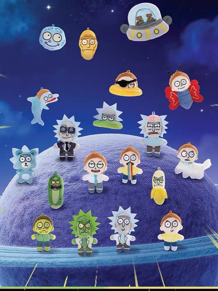 HUGKIS Rick and Morty Plush Magnetic Clip-On Blind Box Keychain