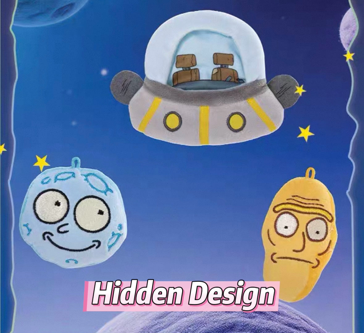 HUGKIS Rick and Morty Plush Magnetic Clip-On Blind Box Keychain