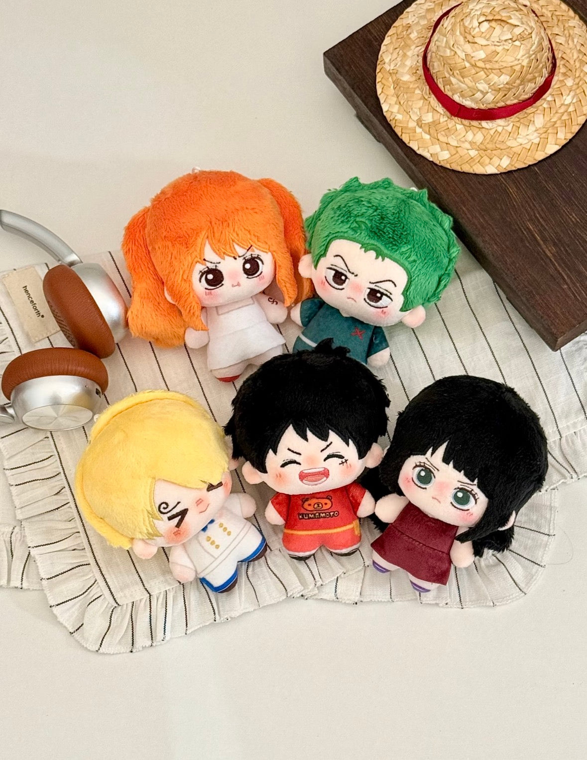 One Piece Fan Made 10cm Plush Luffy Zoro Sanji Nami Robin Anime Doll