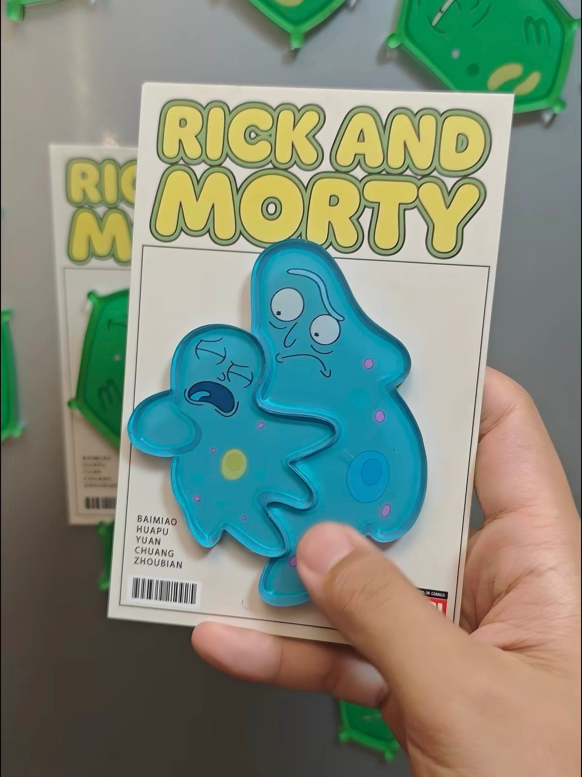 Rick and Morty S9E7 Original Fan Art Magnet Keychain Illustrated Back Card