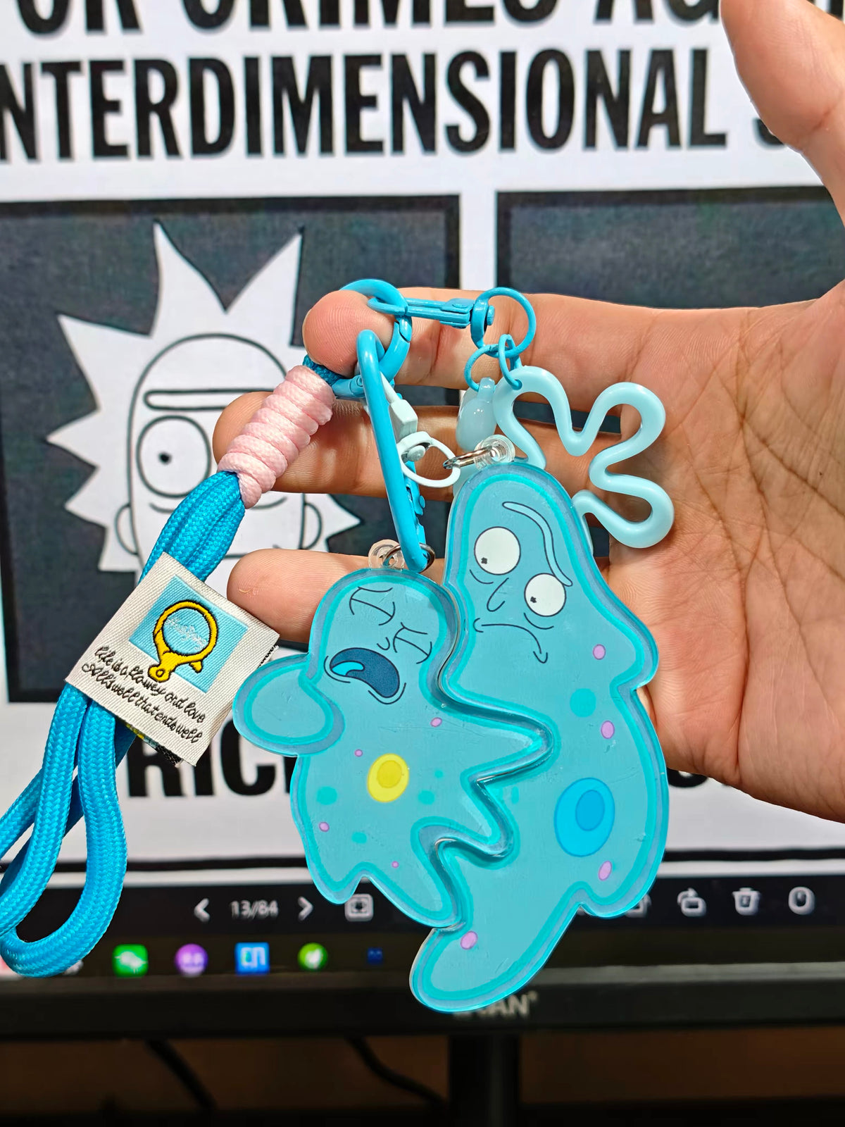 Rick and Morty S9E7 Original Fan Art Magnet Keychain Illustrated Back Card