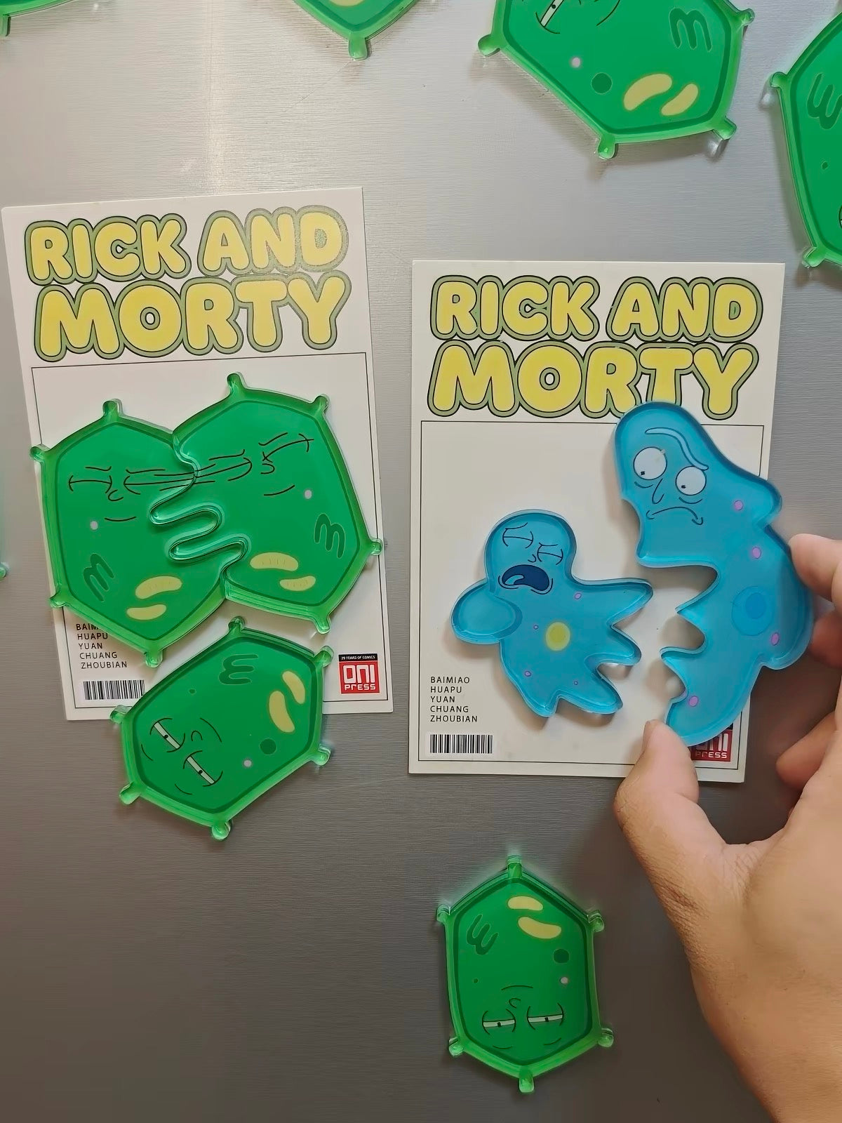 Rick and Morty S9E7 Original Fan Art Magnet Keychain Illustrated Back Card