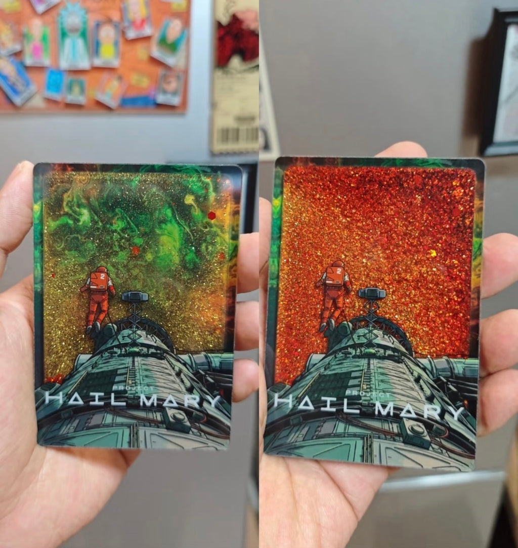 Project Hail Mary Liquid Glitter Acrylic Block Magnet Keychain