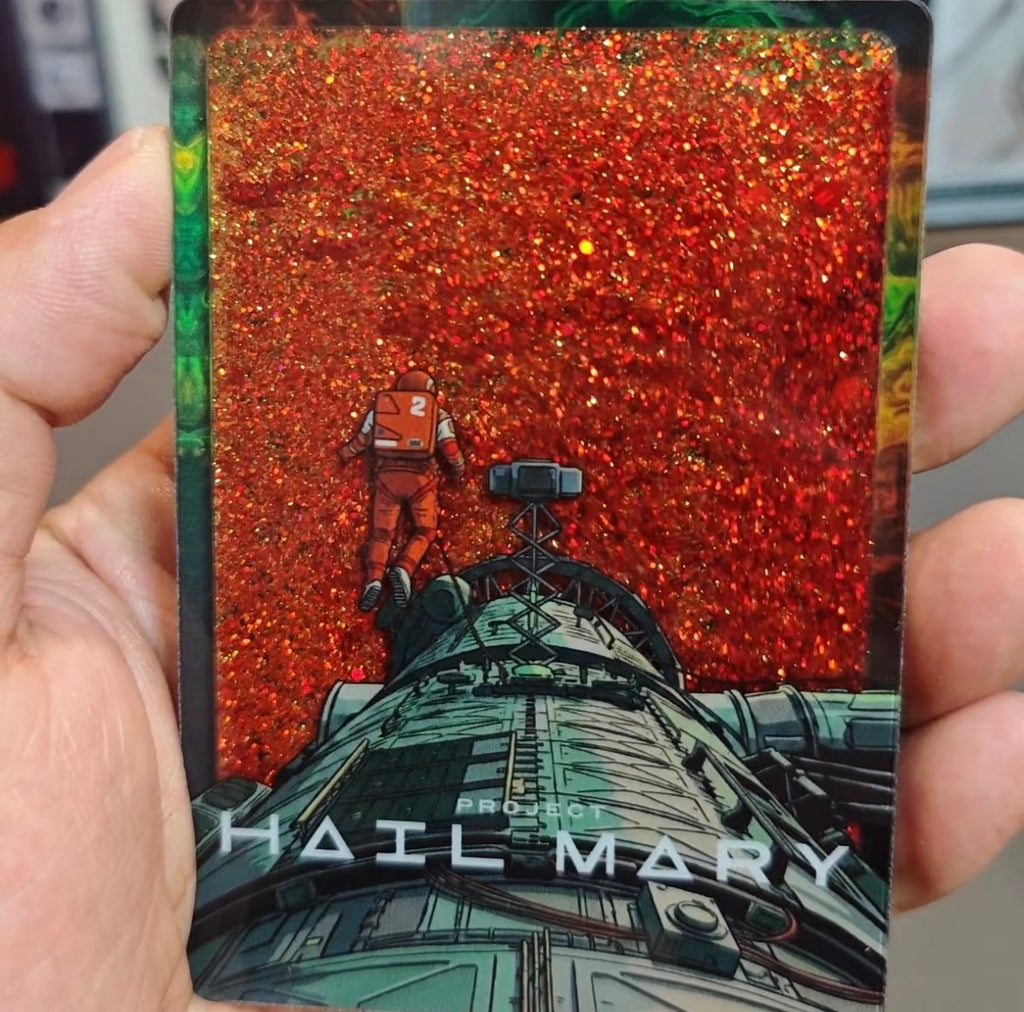 Project Hail Mary Liquid Glitter Acrylic Block Magnet Keychain