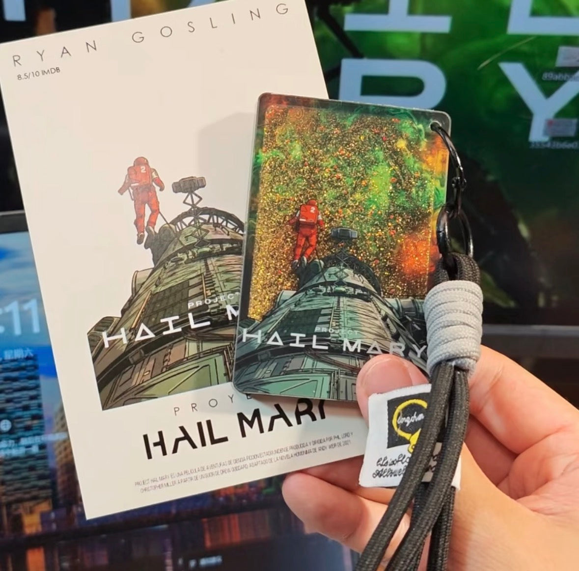Project Hail Mary Liquid Glitter Acrylic Block Magnet Keychain
