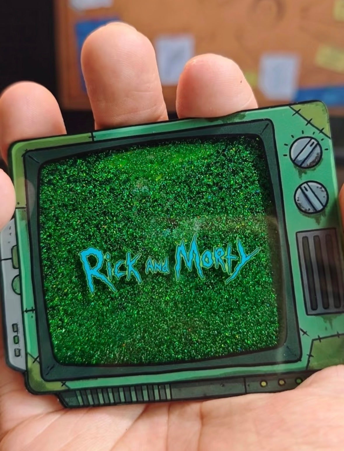Rick and Morty Interdimensional Cable Glitter Keychain Magnet
