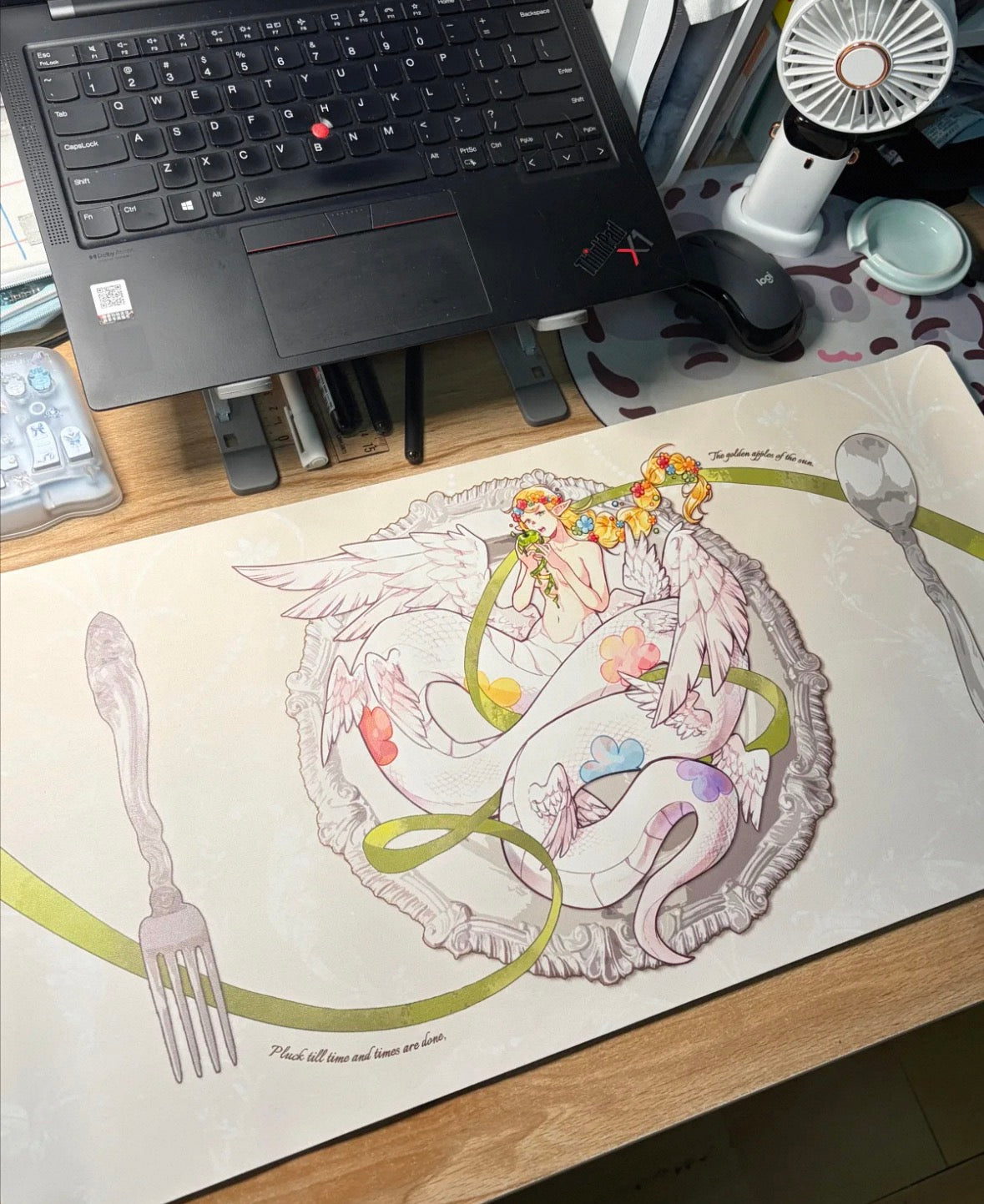 Falin Chimera Mousepad Desk mat Delicious in Dungeon Meshi Fallin Leather
